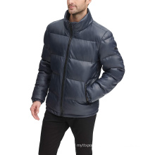 OEM Mens Faux Leather Quilted Puffer Jacket